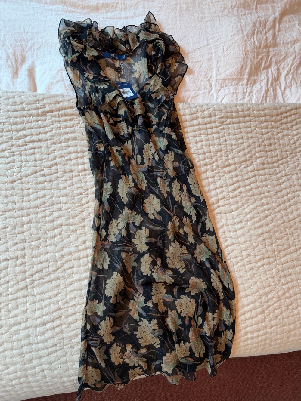 NWT silk Ralph Lauren dress w slip. Size L